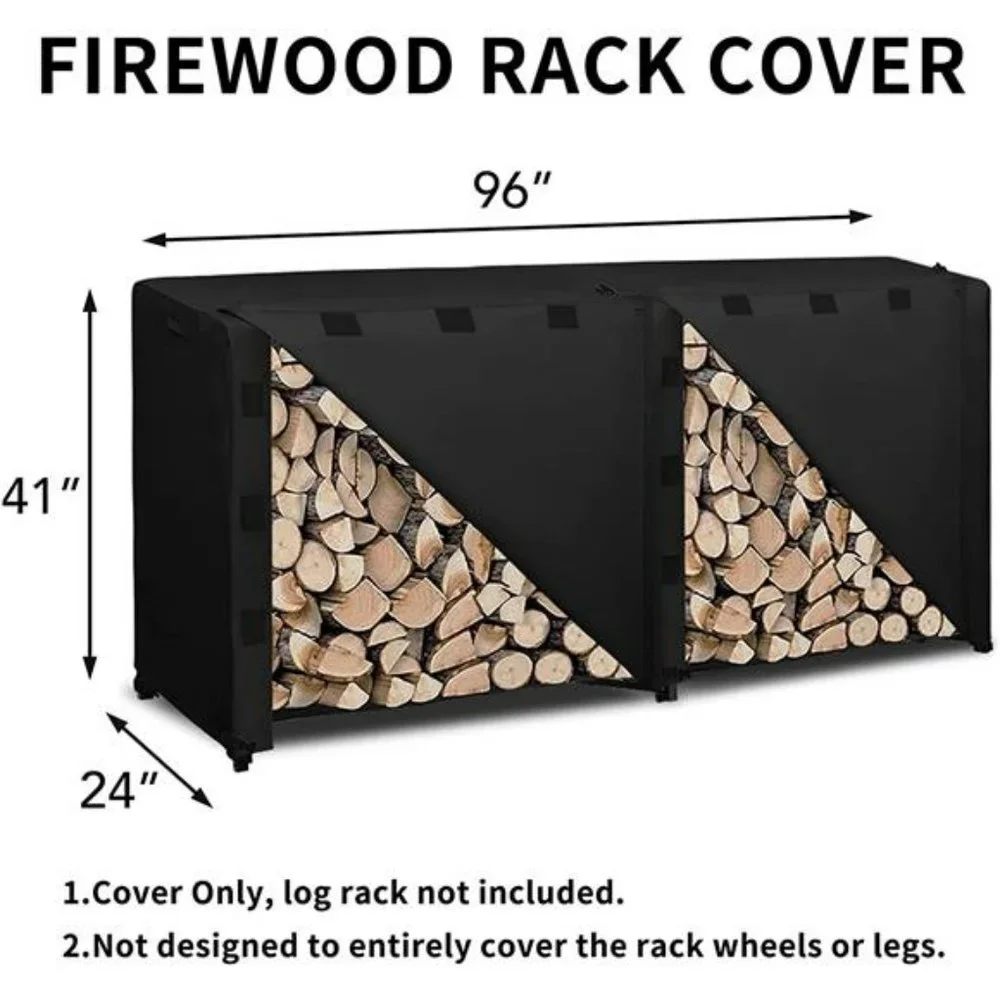 8 Ft  Log Rack Cover 600D Heavy Duty Waterproof Firewood Cover 96